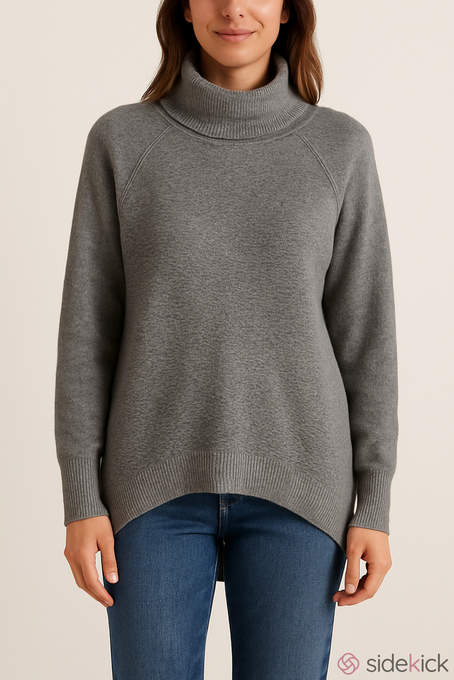 Gap Honeycomb Turtleneck Long Sleeve Merino Blend Sweater Grey Medium